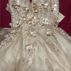 Elegant Cream Floral Kids Dress